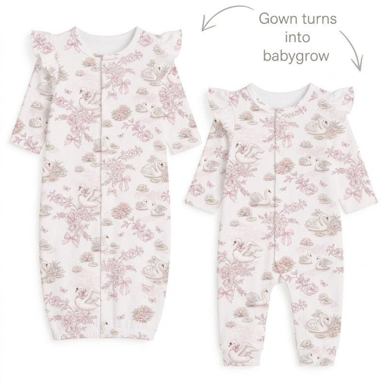 Baby converter gown with ruffles for girls TR002 SERENITY Baby converter gown with ruffles for girls TR002 SERENITY