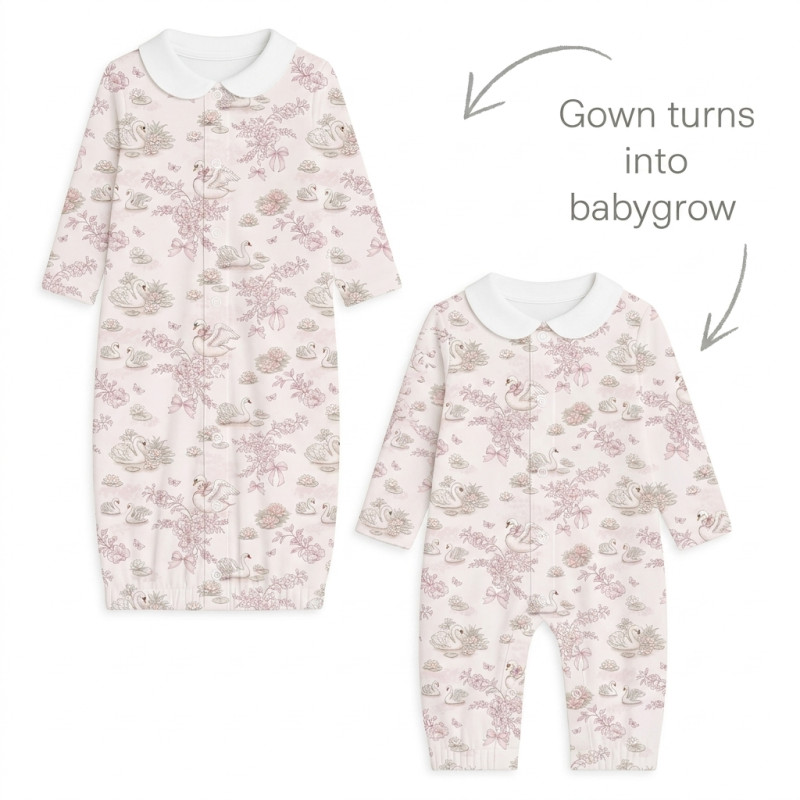 Baby converter gown with collar TR003 SERENITY Baby converter gown with collar TR003 SERENITY