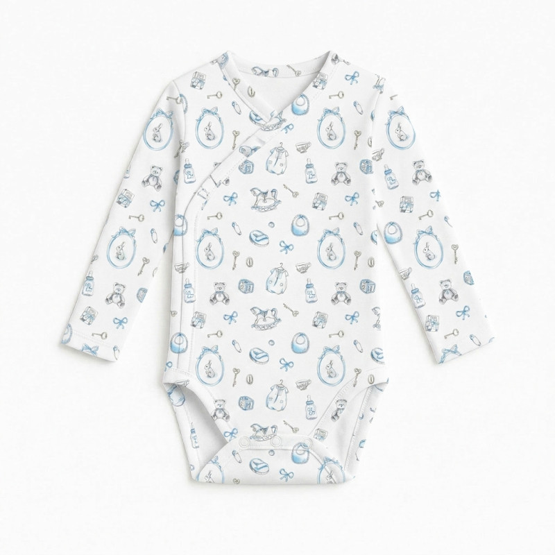 Printed Long-Sleeve Kimono Bodyvest for Babies BLS004 Printed Long-Sleeve Kimono Bodyvest for Babies BLS004