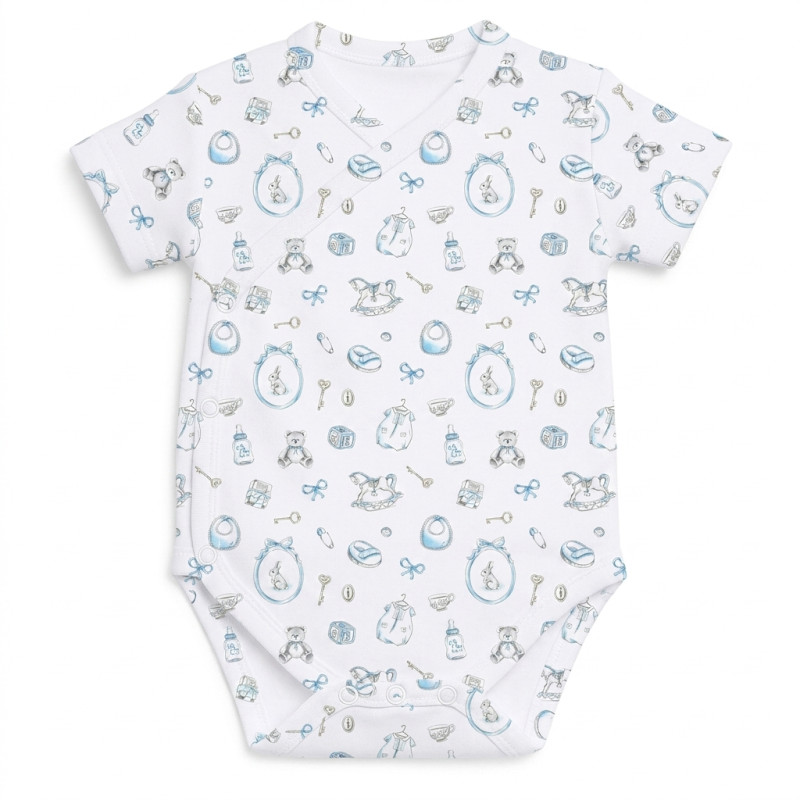 Printed Short-Sleeve Kimono Bodyvest for Babies BSHL004 Printed Short-Sleeve Kimono Bodyvest for Babies BSHL004