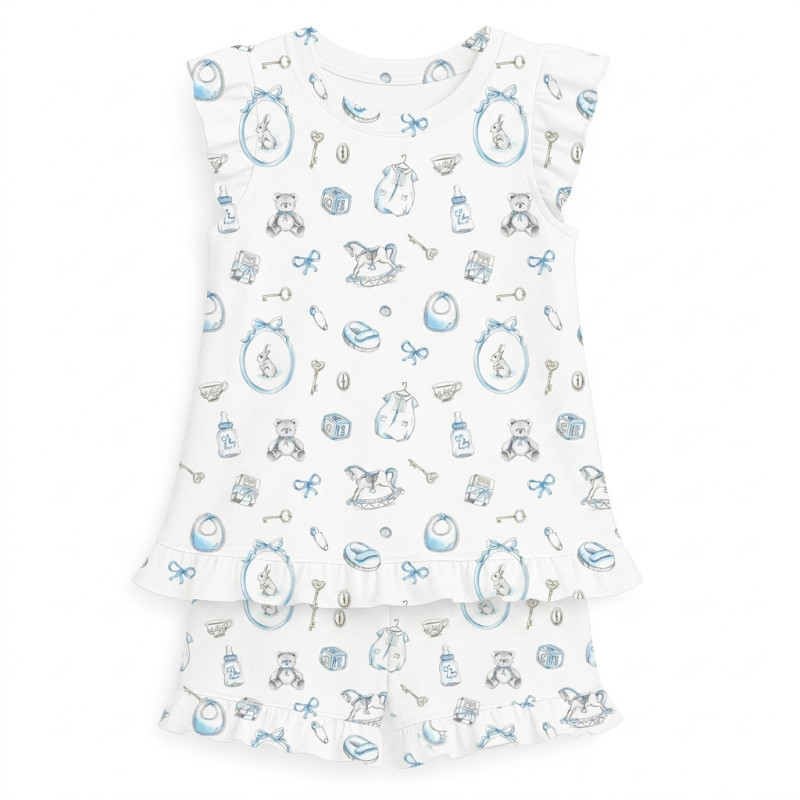 Short Supima Cotton Pyjamas with Ruffles – PJ007