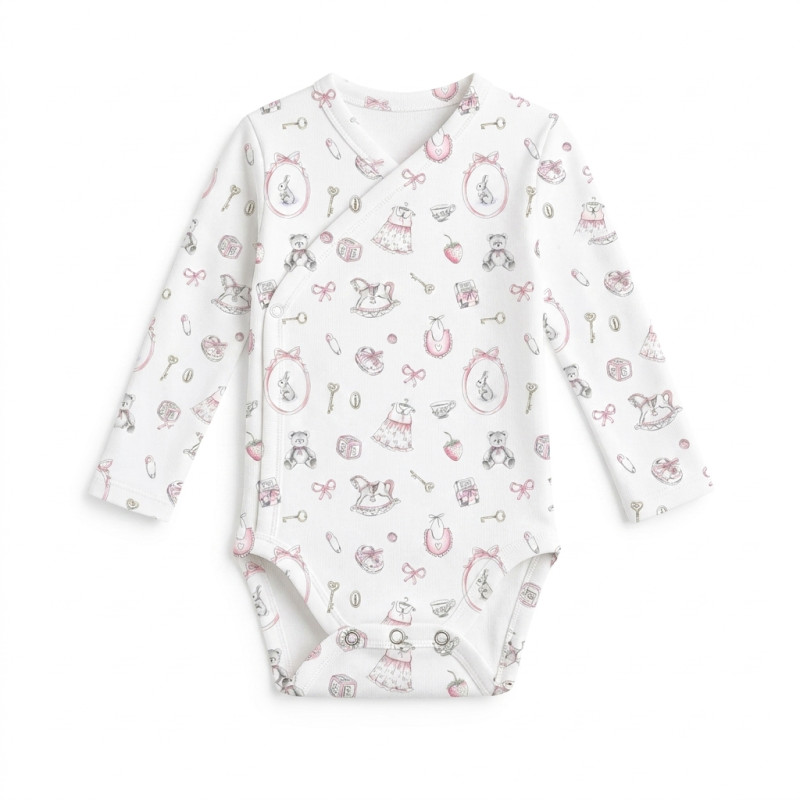 Printed Long-Sleeve Kimono Bodyvest for Babies BLS004 Printed Long-Sleeve Kimono Bodyvest for Babies BLS004