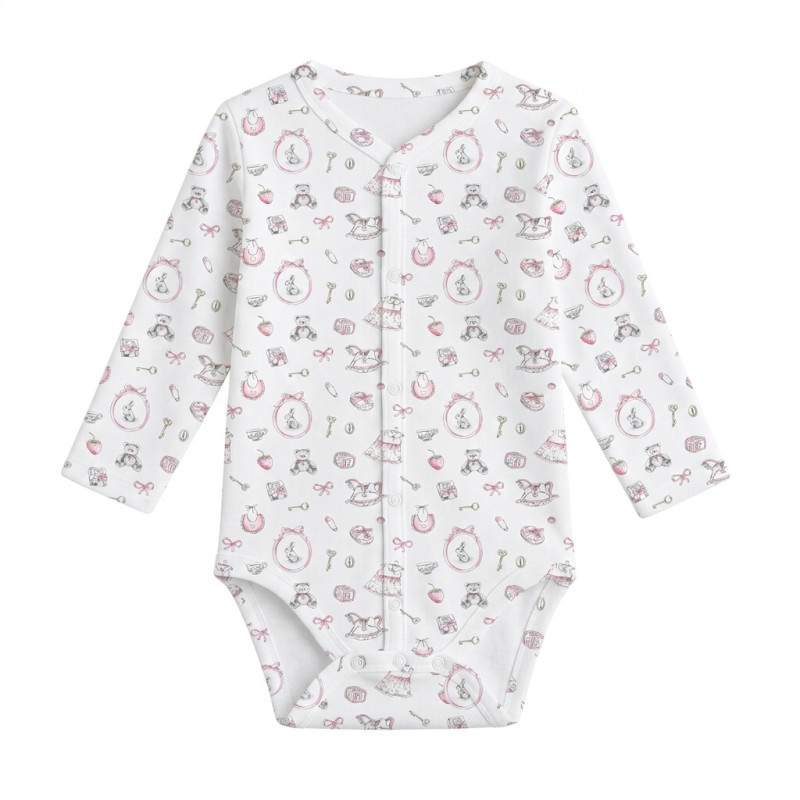 Printed Long-Sleeve Front Fastening Bodyvest for Babies BLS005 Printed Long-Sleeve Front Fastening Bodyvest for Babies BLS005