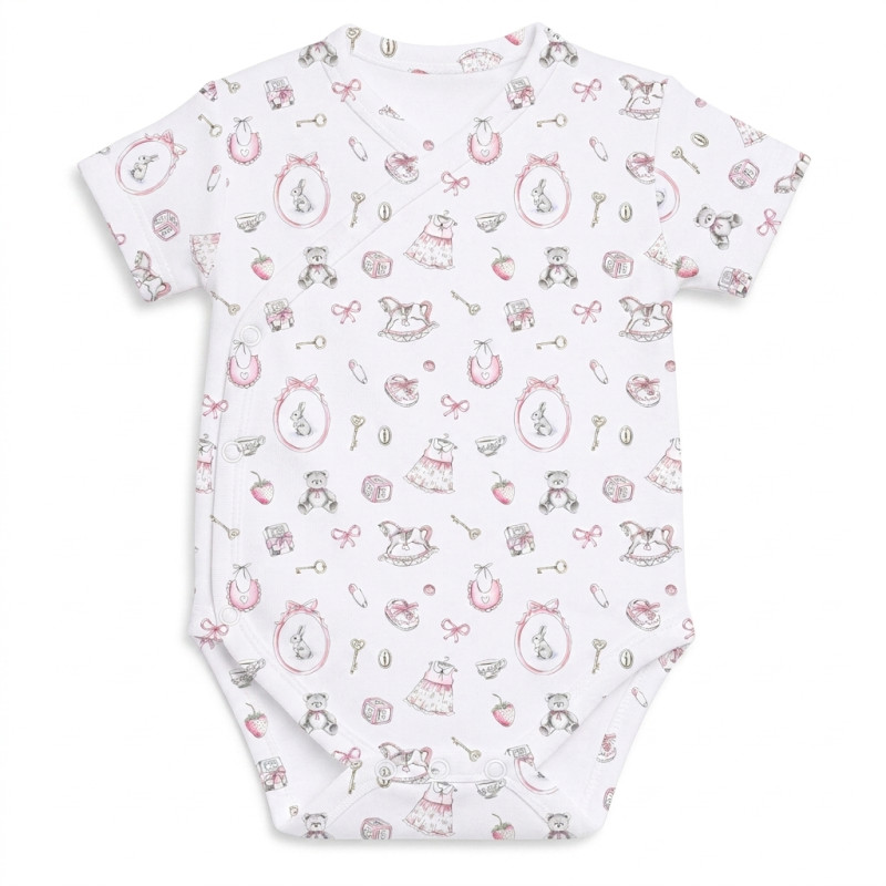 Printed Short-Sleeve Kimono Bodyvest for Babies BSHL004