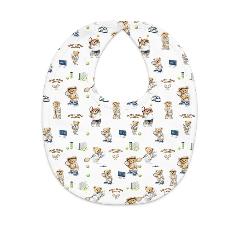Baby Bib with Picot Trim BIB005 TENNIS ACADEMY