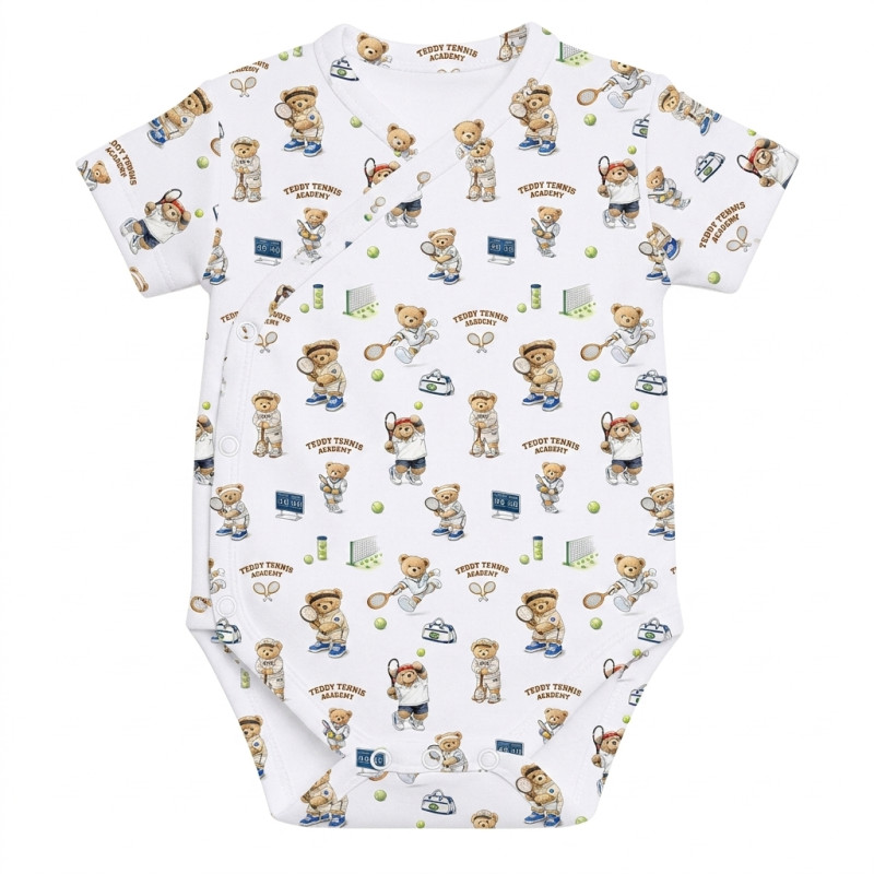 Printed Short-Sleeve Kimono Bodyvest for Babies BSHL004 TENNIS ACADEMY Printed Short-Sleeve Kimono Bodyvest for Babies BSHL004 TENNIS ACADEMY