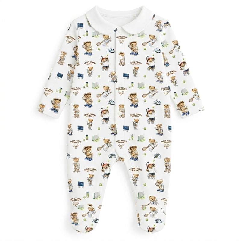 Babygrow with collar 100% pima cotton with K063 TENNIS ACADEMY