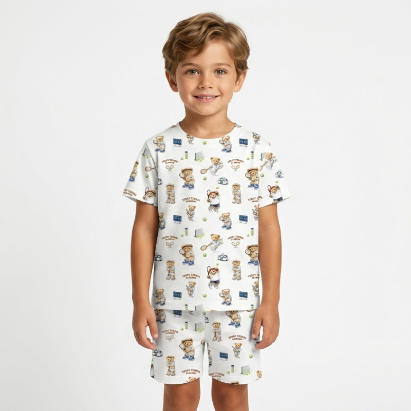 Pyjama short sleeve 100% organic pima Cotton PJ005 TENNIS ACADEMY Pyjama short sleeve 100% organic pima Cotton PJ005 TENNIS ACADEMY