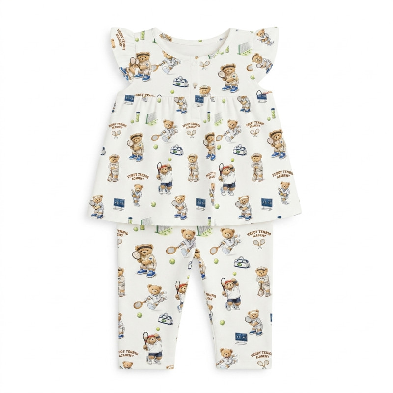 Yoke Girls Pyjama 100% organic Cotton PJ015 TENNIS ACADEMY Yoke Girls Pyjama 100% organic Cotton PJ015 TENNIS ACADEMY