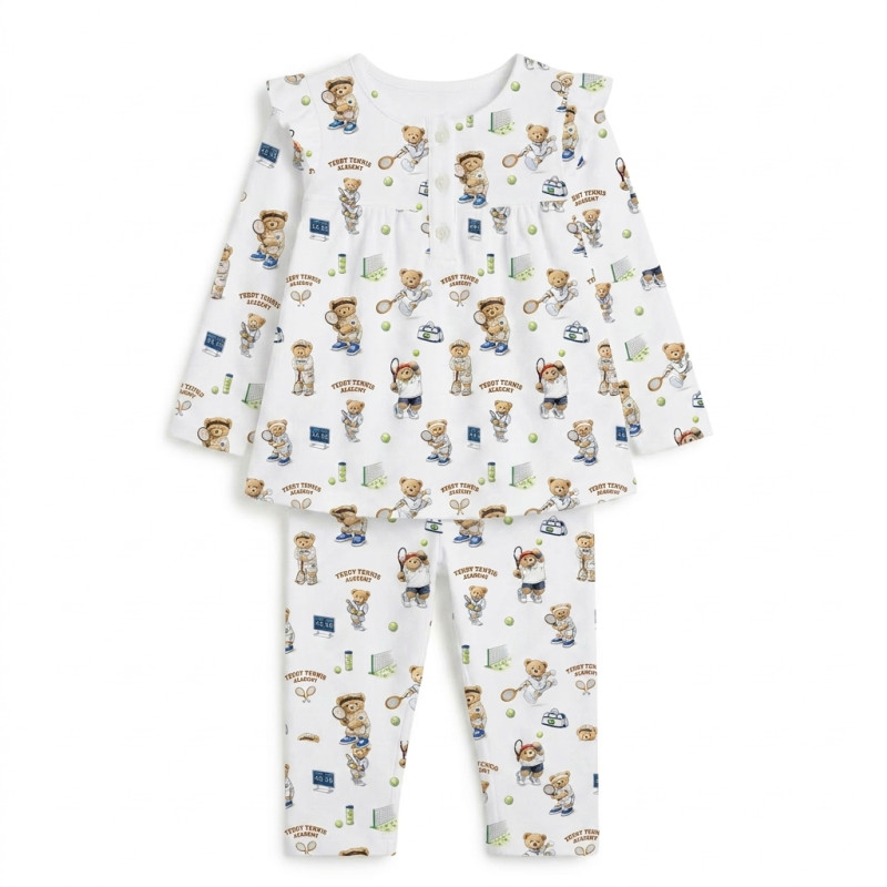 Yoke Girls Pyjama long sleeve 100% organic Cotton PJ029 TENNIS ACADEMY Yoke Girls Pyjama long sleeve 100% organic Cotton PJ029 TENNIS ACADEMY