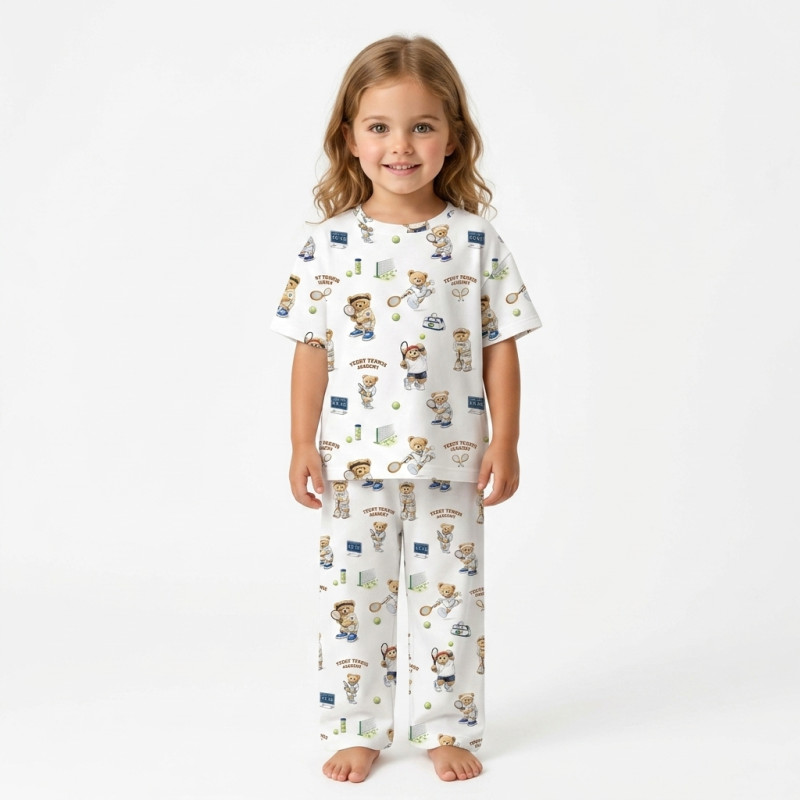Children’s Set with Oversized T-Shirt and Palazzo Pants  PJ030 100% Pima Cotton