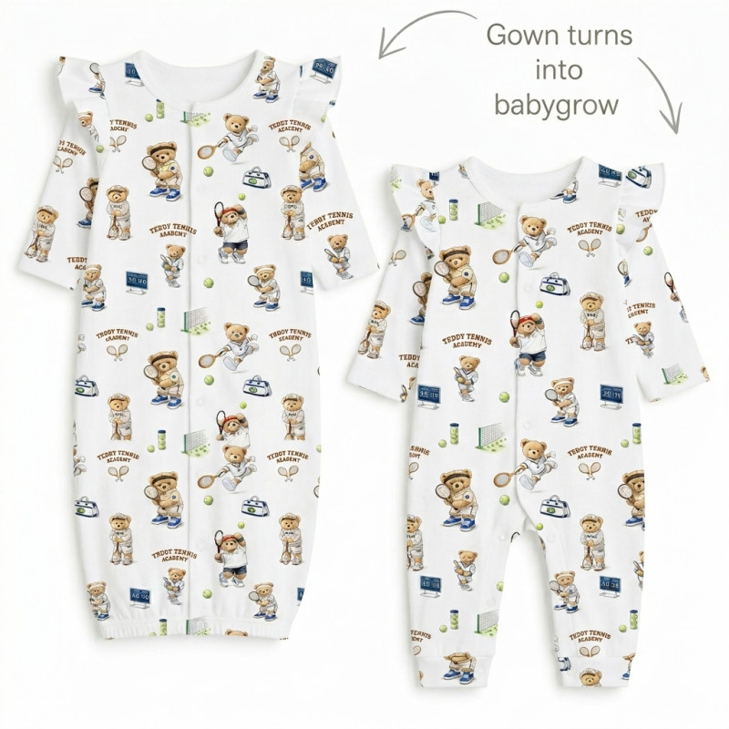 Baby converter gown with ruffles for girls TR002 TENNIS ACADEMY Baby converter gown with ruffles for girls TR002 TENNIS ACADEMY