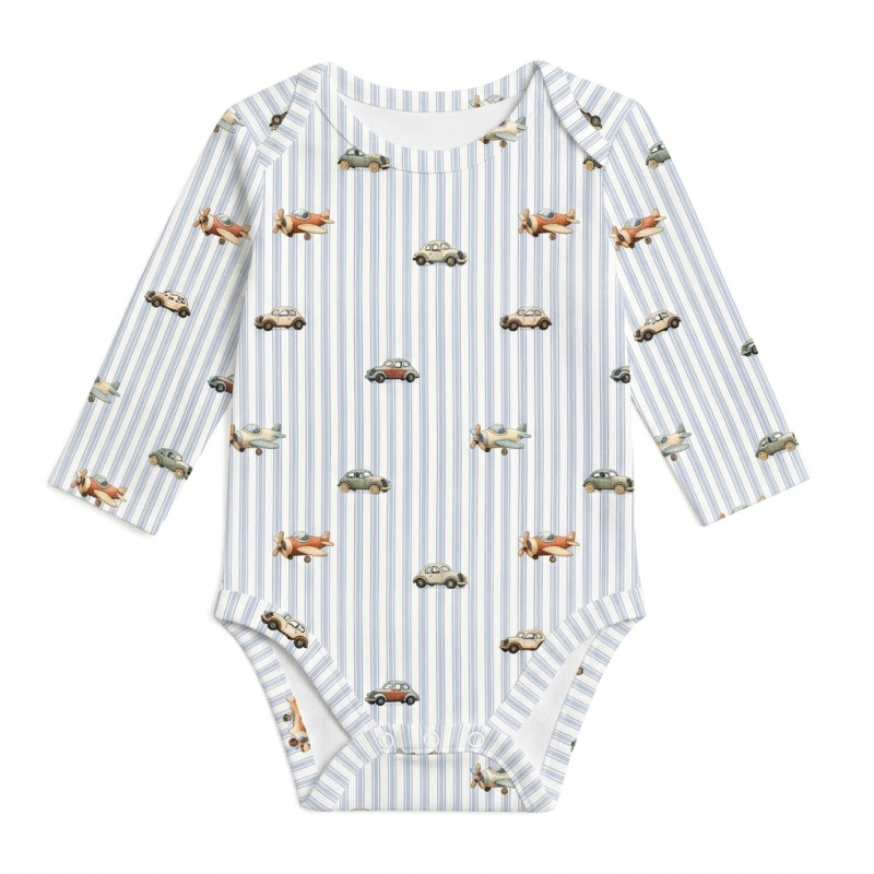 Printed Long-Sleeved Bodyvest for Babies BLS001 VELVET BLUE Printed Long-Sleeved Bodyvest for Babies BLS001 VELVET BLUE