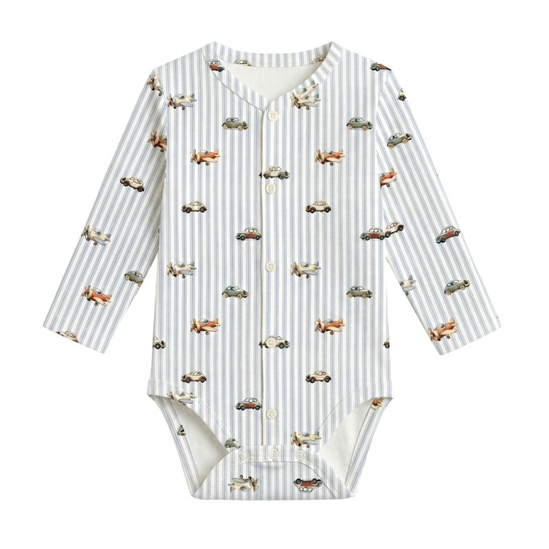 Printed Long-Sleeve Front Fastening Bodyvest for Babies BLS005 VELVET BLUE Printed Long-Sleeve Front Fastening Bodyvest for Babies BLS005 VELVET BLUE