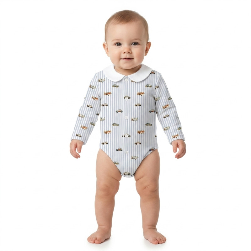 Боді Передня застібка з довгим рукавом i комiрцем для немовлят BLS005CL  VELVET BLUE
