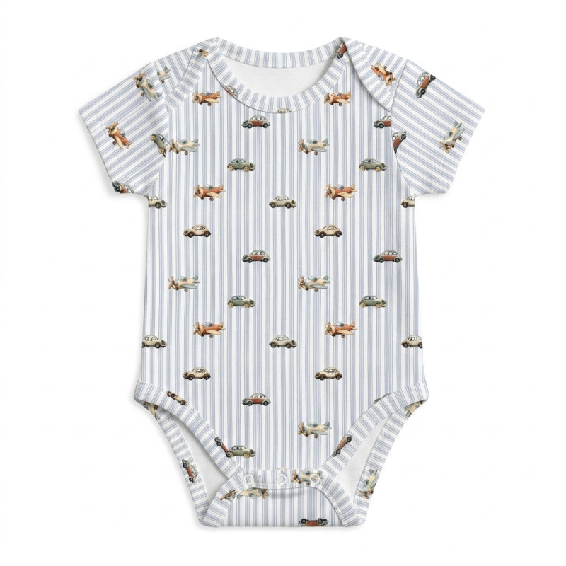 Printed Short-Sleeve Bodyvest for Babies BSHL001 VELVET BLUE Printed Short-Sleeve Bodyvest for Babies BSHL001 VELVET BLUE