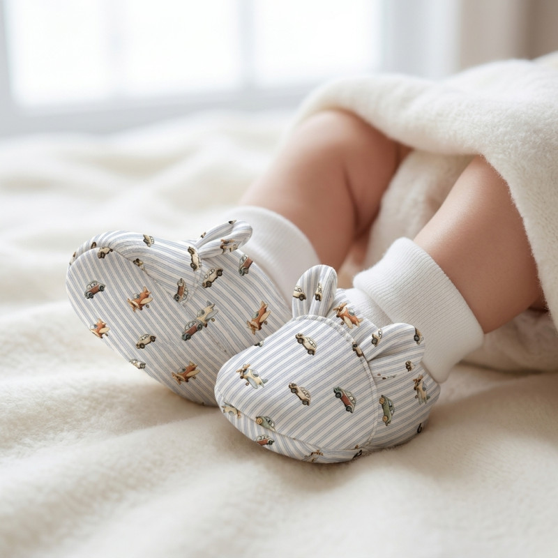 Funny Bear Booties with Ears BT001 VELVET BLUE Funny Bear Booties with Ears BT001 VELVET BLUE