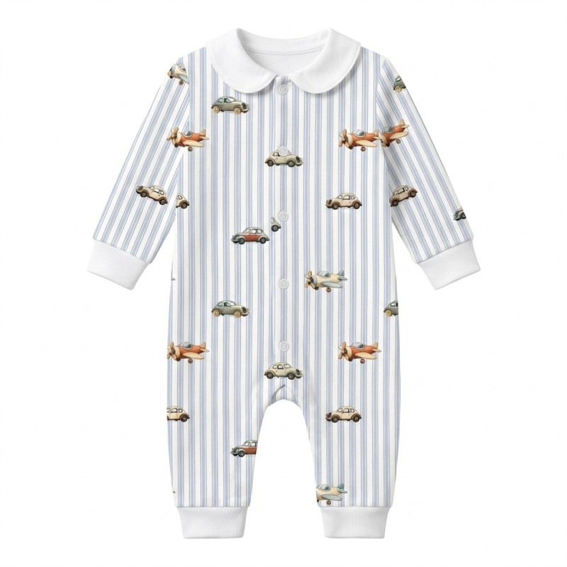 Long sleeve Romper for baby with collar K060CL VELVET BLUE Long sleeve Romper for baby with collar K060CL VELVET BLUE