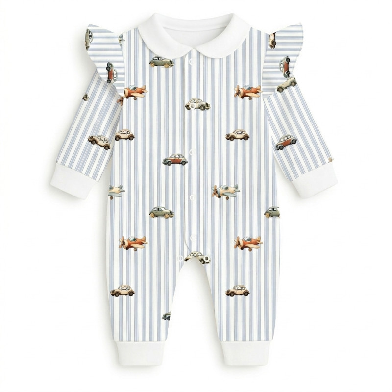 Long sleeve Romper for baby with ruffles and Collar K070CL VELVET BLUE Long sleeve Romper for baby with ruffles and Collar K070CL VELVET BLUE