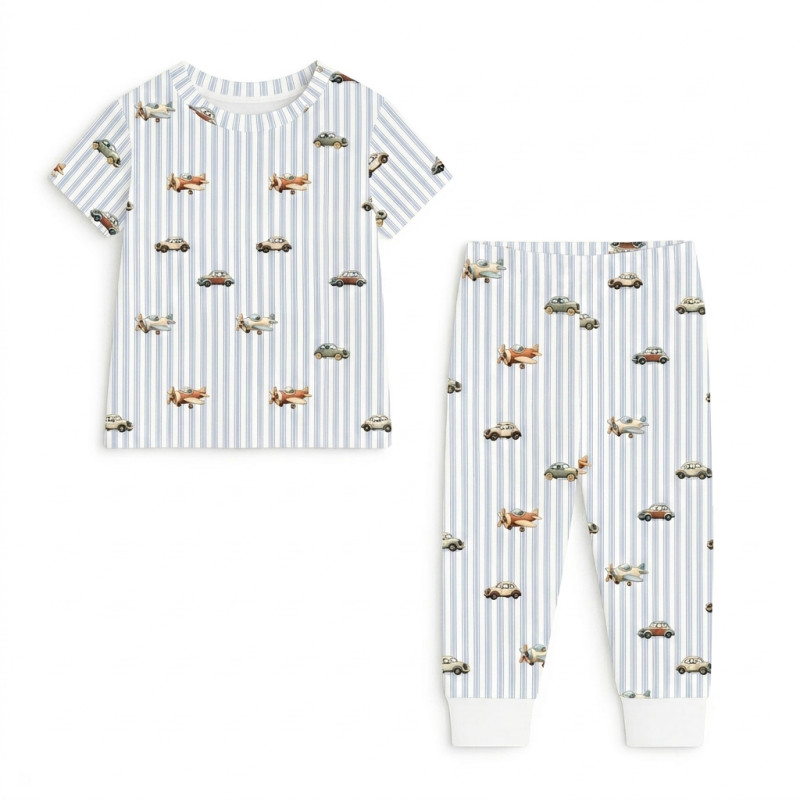 Patterned Supima Cotton Pyjamas Set PJ008 VELVET BLUE
