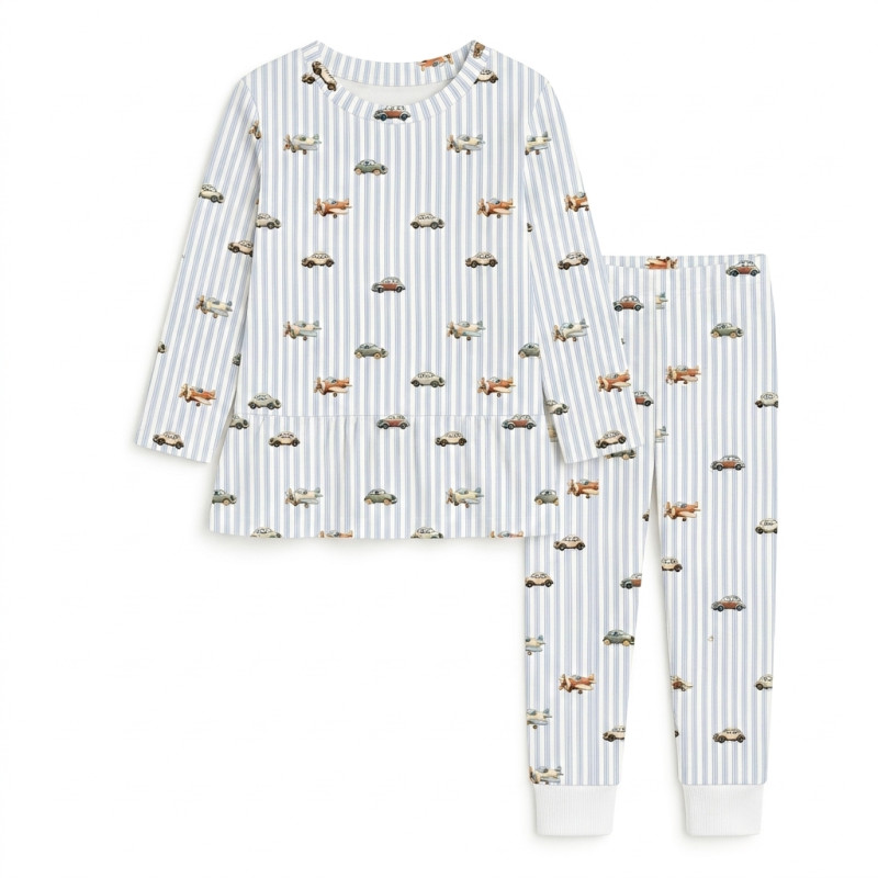Girls Supima Cotton Pyjamas with Long Sleeves — PJ009 VELVET BLUE