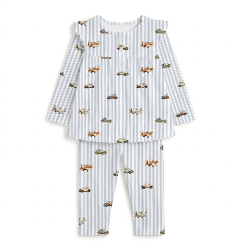 Yoke Girls Pyjama long sleeve 100% organic Cotton PJ029 VELVET BLUE Yoke Girls Pyjama long sleeve 100% organic Cotton PJ029 VELVET BLUE