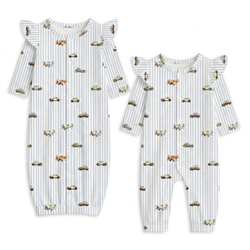 Baby converter gown with ru..