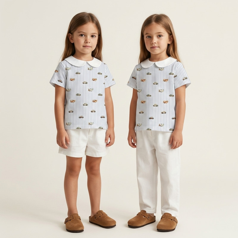 Short Sleeve T-shirt for Boys and Girls with Collar TSH001CL VELVET BLUE