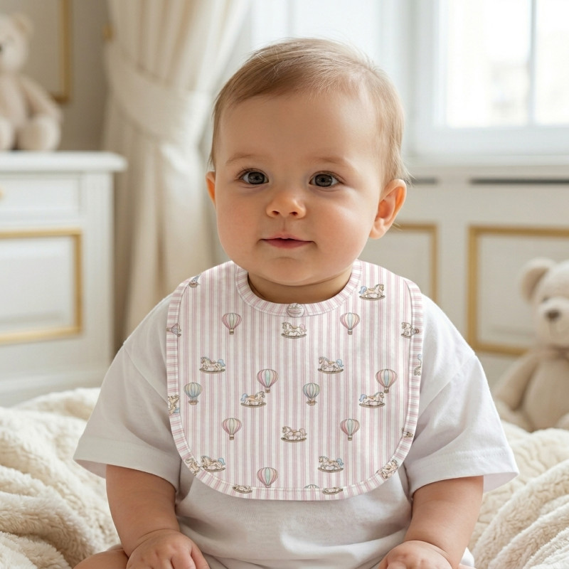 Baby Bib with Picot Trim BIB005 VELVET PINK Baby Bib with Picot Trim BIB005 VELVET PINK