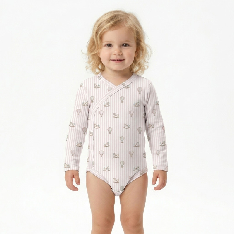 Printed Long-Sleeve Kimono Bodyvest for Babies BLS004 VELVET PINK Printed Long-Sleeve Kimono Bodyvest for Babies BLS004 VELVET PINK