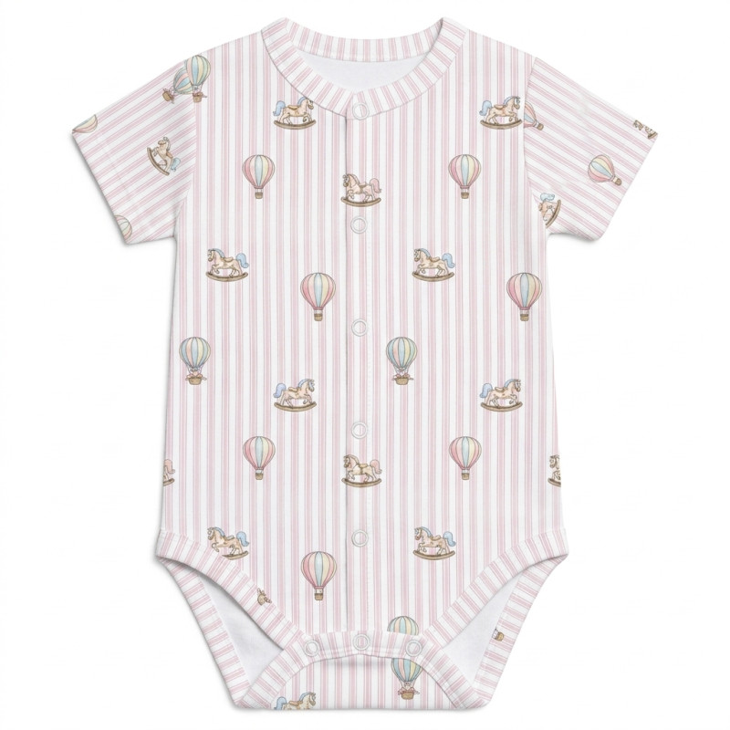 Боді Передня застібка з коротким рукавом для немовлят BSHL009 VELVET PINK Боді Передня застібка з коротким рукавом для немовлят BSHL009 VELVET PINK
