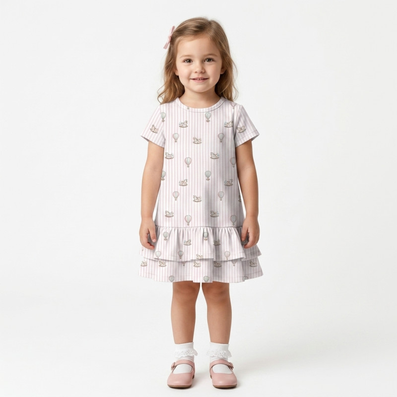 Supima Cotton Night Dress with Ruffle DR002 VELVET PINK Supima Cotton Night Dress with Ruffle DR002 VELVET PINK