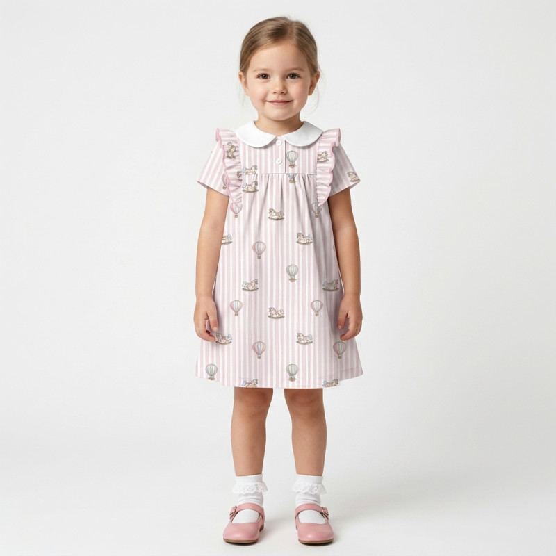Supima Cotton Night Dress with Ruffle and Collar DR018CL VELVET PINK Supima Cotton Night Dress with Ruffle and Collar DR018CL VELVET PINK