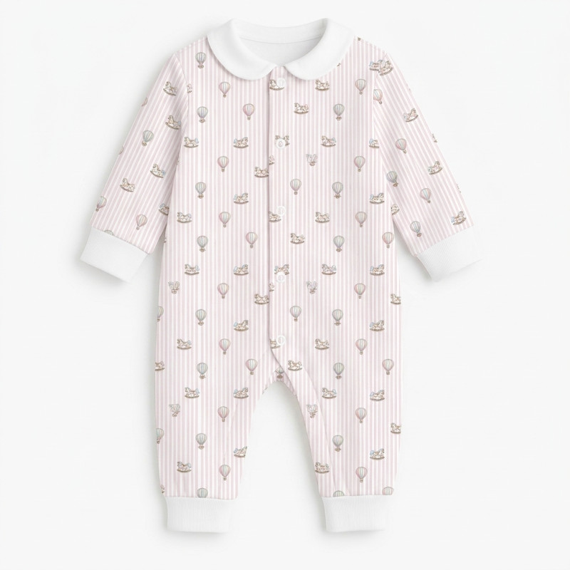 Long sleeve Romper for baby with collar K060CL VELVET PINK Long sleeve Romper for baby with collar K060CL VELVET PINK