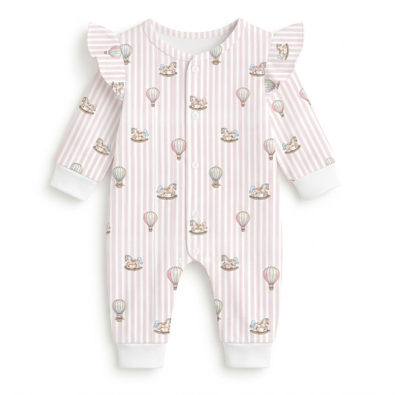 Ромпер з довгим рукавом i рюшками K070 VELVET PINK