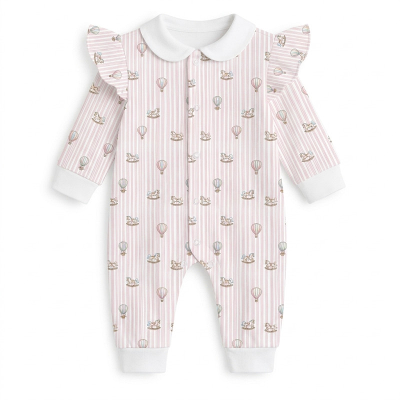 Long sleeve Romper for baby with ruffles and Collar K070CL VELVET PINK Long sleeve Romper for baby with ruffles and Collar K070CL VELVET PINK