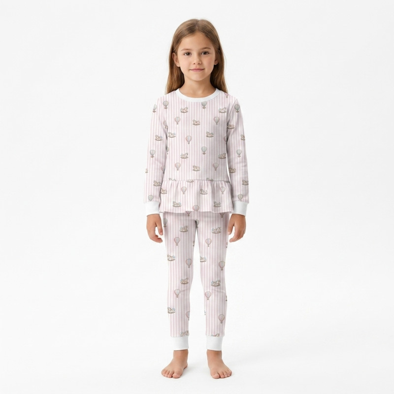 Girls Supima Cotton Pyjamas with Long Sleeves — PJ009 VELVET PINK