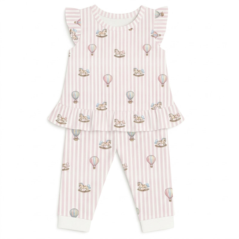 Girls Supima Cotton Pyjamas with Ruffles – PJ012 VELVET PINK