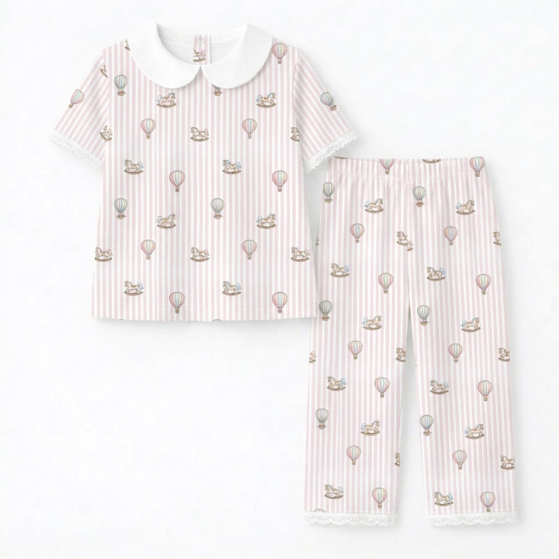 Дитяча піжама з комірцем 100% pima котона PJ021 VELVET PINK