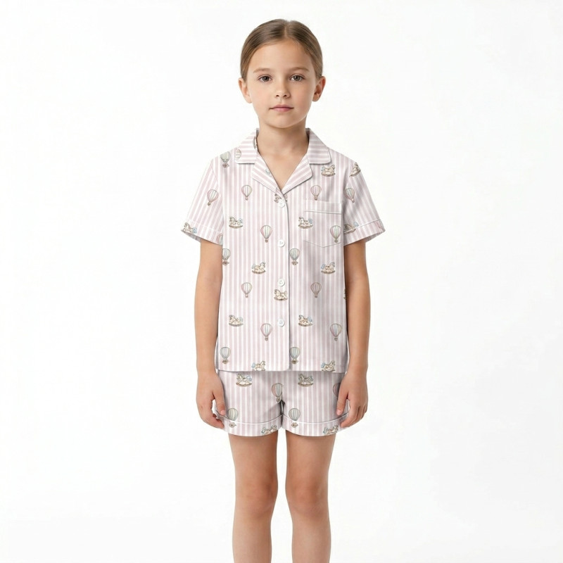 Children’s Pajama Set with Short Sleeves and Shorts PJ023 VELVET PINK