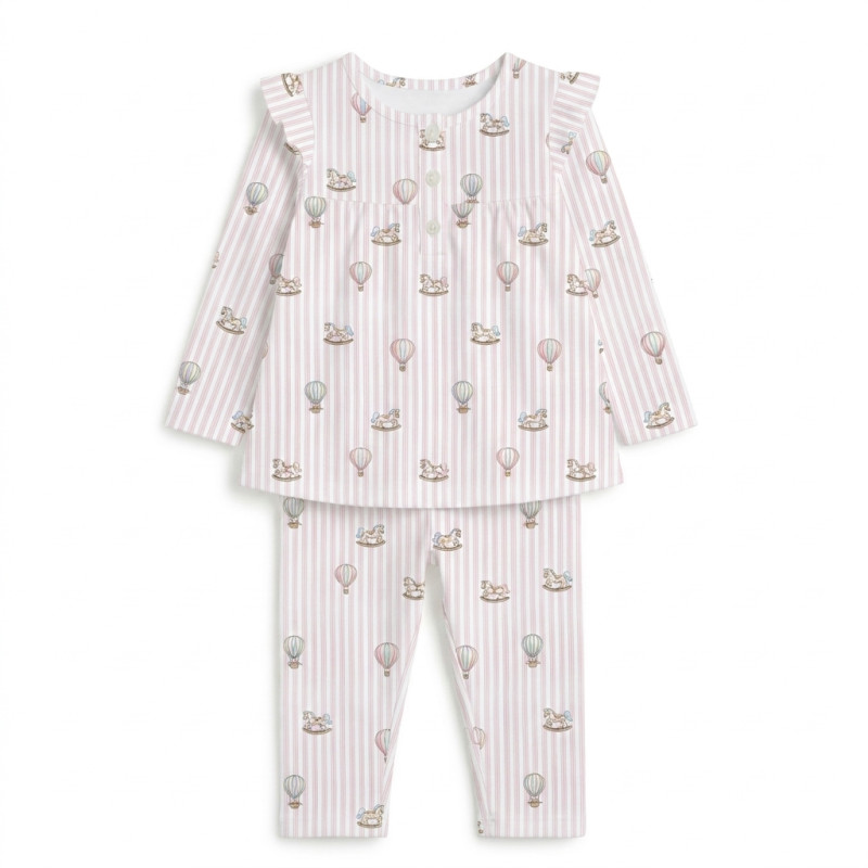 Yoke Girls Pyjama long sleeve 100% organic Cotton PJ029 VELVET PINK