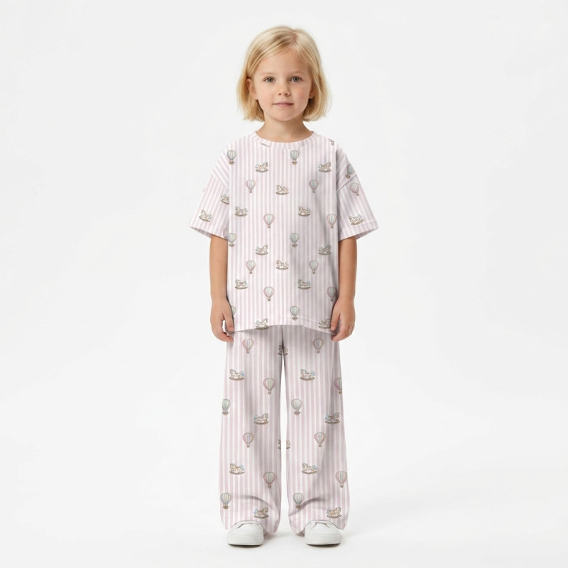 Children’s Set with Oversized T-Shirt and Palazzo Pants  PJ030 100% Pima Cotton