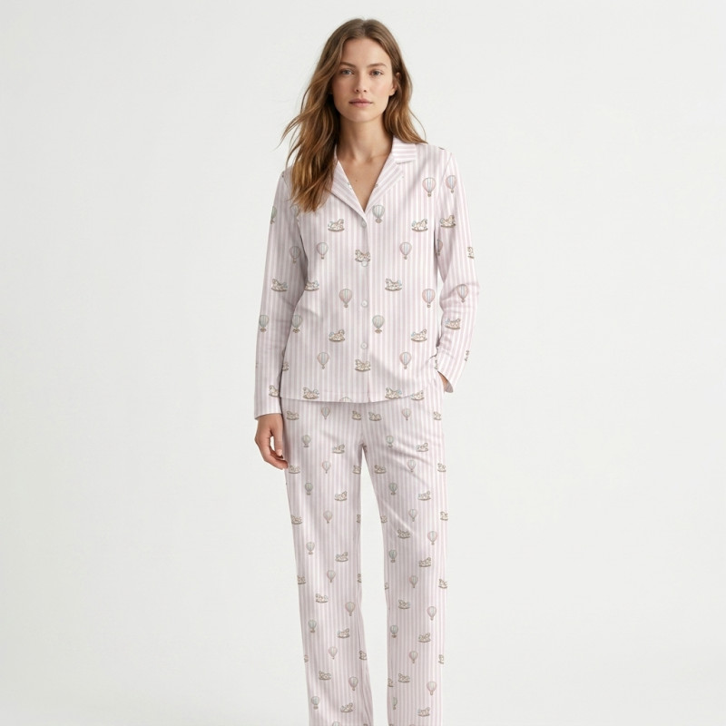 Жіноча класична піжама з англійським коміром та застібкою PW122  VELVET PINK