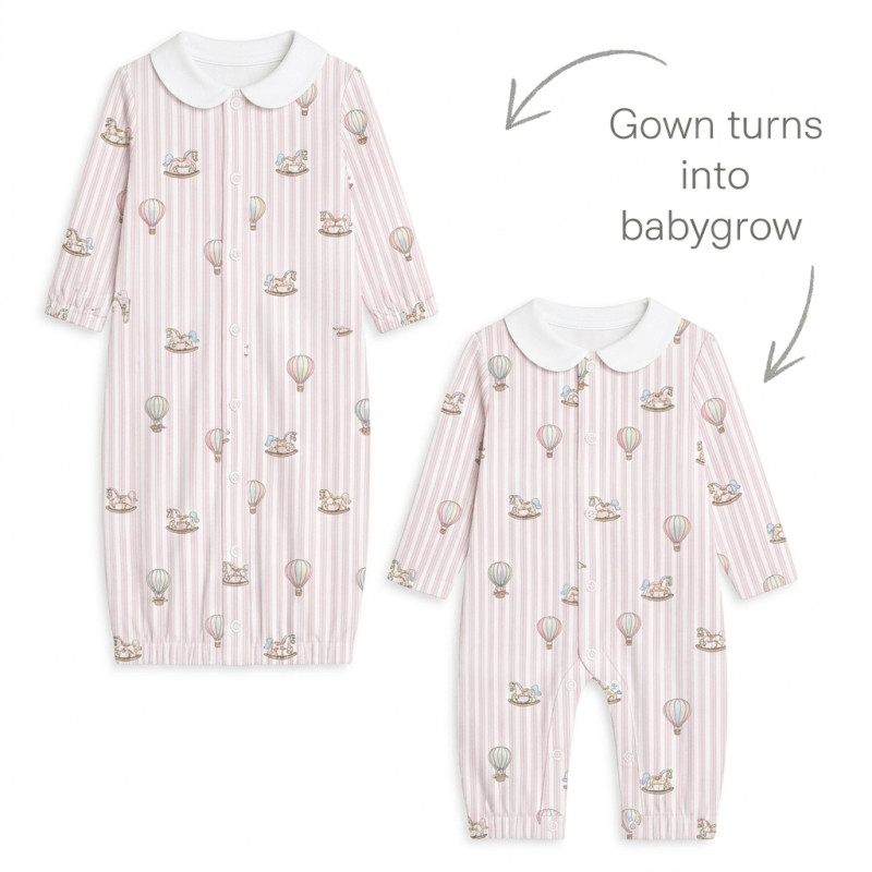 Baby converter gown with collar TR003 VELVET PINK Baby converter gown with collar TR003 VELVET PINK