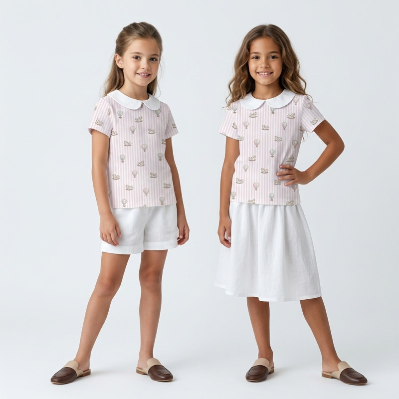 Short Sleeve T-shirt for Boys and Girls with Collar TSH001CL VELVET PINK Short Sleeve T-shirt for Boys and Girls with Collar TSH001CL VELVET PINK