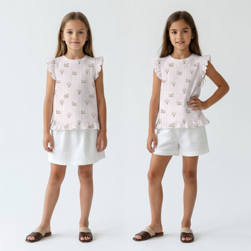 Frill Trim Sleeveless Top f..