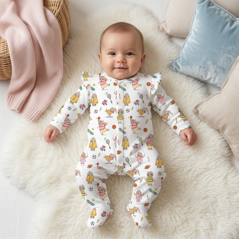 Babygrow with ruffles 100% pima cotton K065 Babygrow with ruffles 100% pima cotton K065