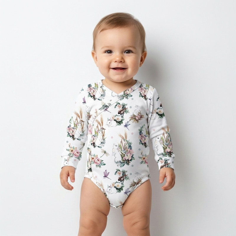 Printed Long-Sleeve Kimono Bodyvest for Babies BLS004 Printed Long-Sleeve Kimono Bodyvest for Babies BLS004