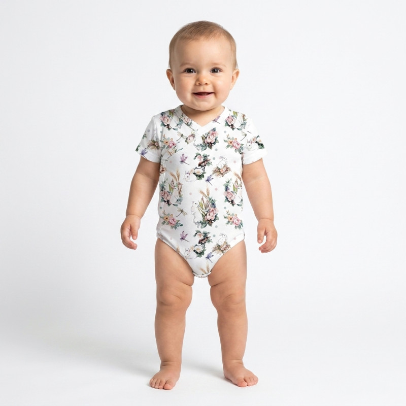 Printed Short-Sleeve Kimono Bodyvest for Babies BSHL004 Printed Short-Sleeve Kimono Bodyvest for Babies BSHL004