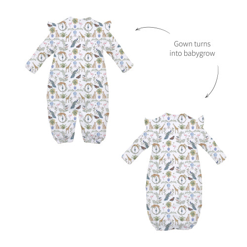 Baby converter gown with ru..
